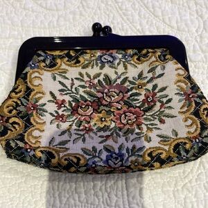 Vintage Floral Tapestry Clutch Bag